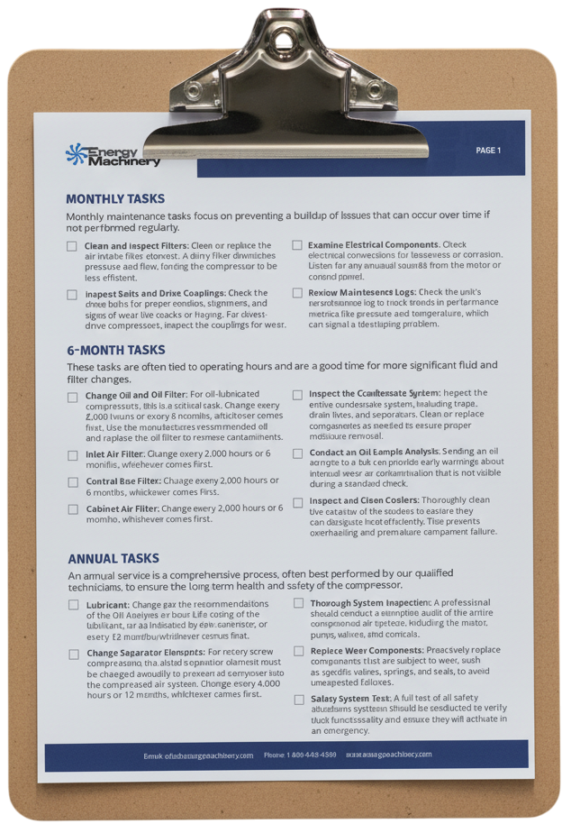 Compressor maintenance checklist